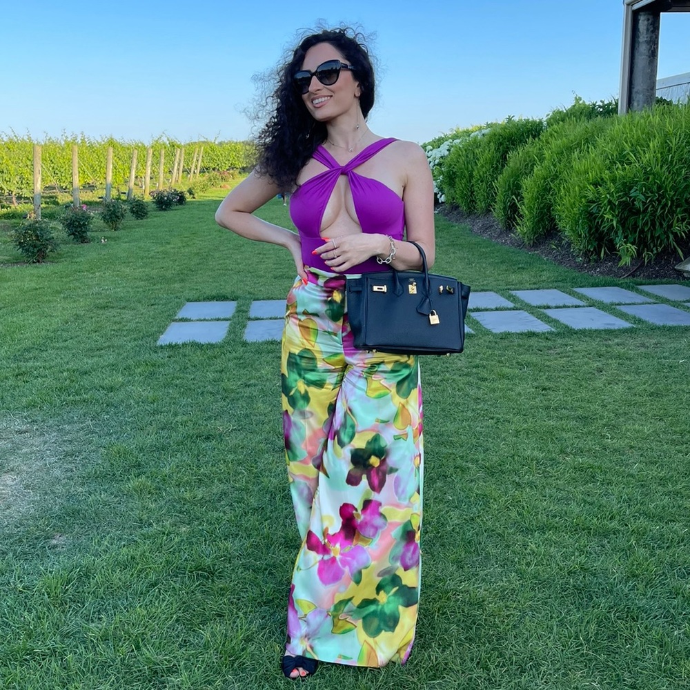 Zara wide leg floral print pants